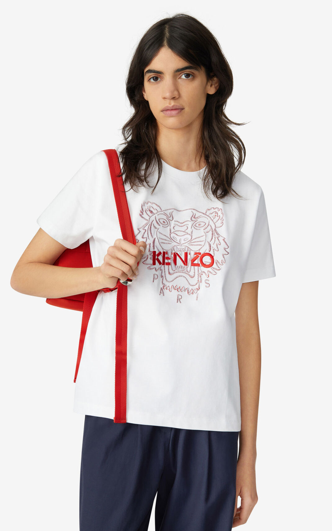 Kenzo Tiger loose fitting Camisetas Mujer Blancas | 3795026-RG